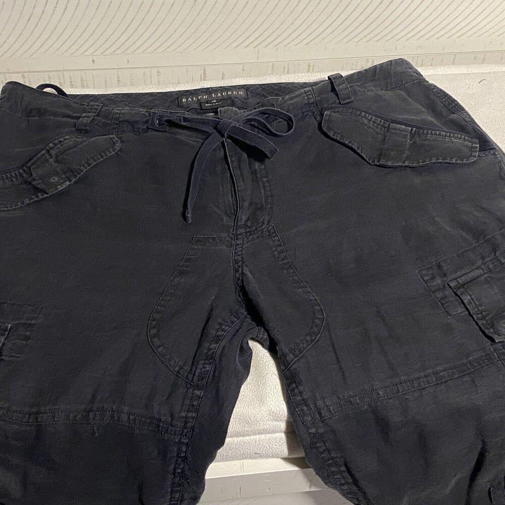 Ralph Lauren Black Label  Womens Capri Cargo Linen Pants, Gorpcore, Capsule,  10